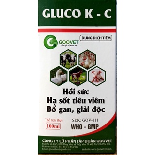 GLUCO K-C 100ml Goovet. Gluco kc dùng trong chăn nuôi, cung cấp vitamin và bổ sung dinh dưỡng