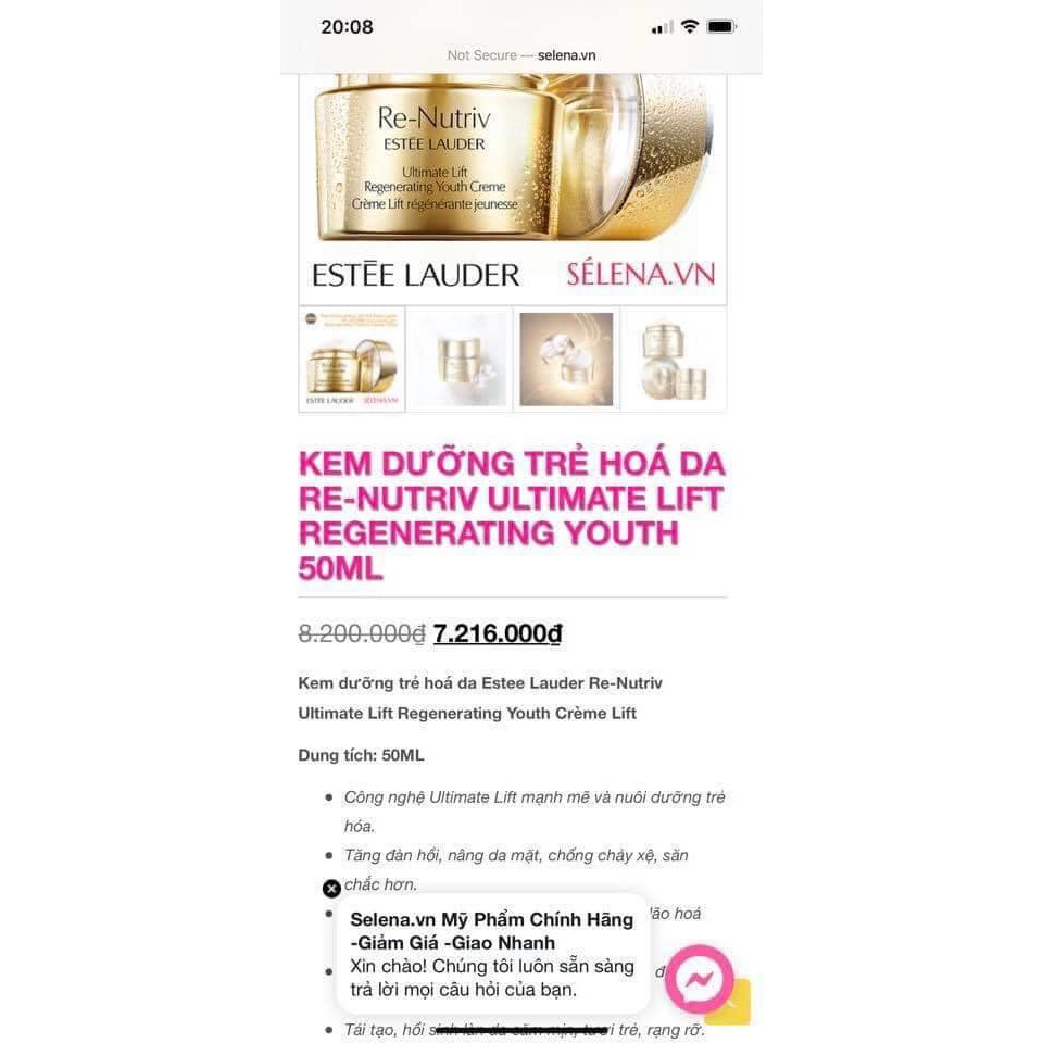 Kem Esstee Lauder Re-Nutriv Ultimate Lift Regenerating Youth Treatment 7ml Fullbox