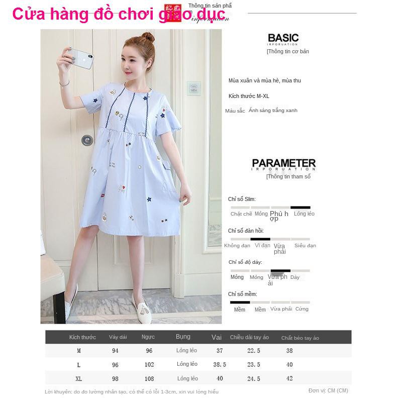 SHOP XINH Đầm bầu cotton mùa hè, in hình thời trang Hàn Quốc, thoáng khí, hot mom, mom triều, rời hè