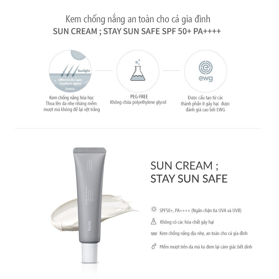 Kem chống nắng Huxley Sun Cream Tone Up Cream SPF50+/PA+++ nâng tone da Hàn Quốc