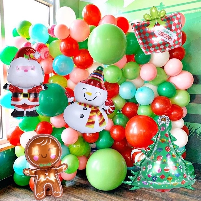 Bong Bóng Lá Nhôm Hình Người Tuyết / Ông Già Noel / Người Tuyết Dùng Trang Trí Cây Thông Giáng Sinh