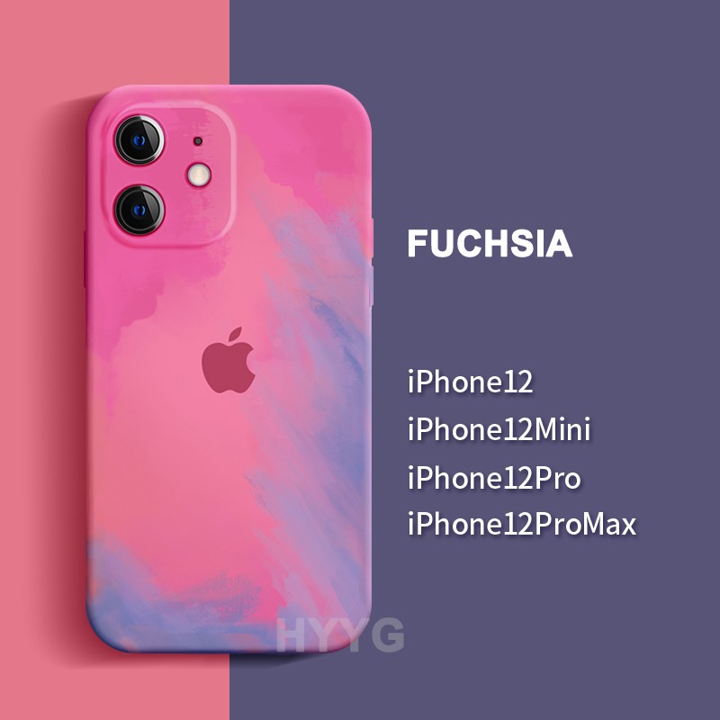 New Square Watercolor Render Nghệ thuật màu nước iPhone 6S 7 8 Plus XS Max XR 11 Soft Pack Liquid Silicone SleEVed Camera Full protection chống sốc tay áo