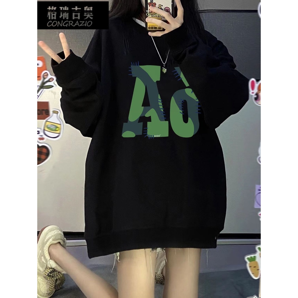 Congrazio Áo Sweatshirt Ngoại Cỡ Đường Phố Mùa Xuân Thu Cắt Vai Cho Nữ