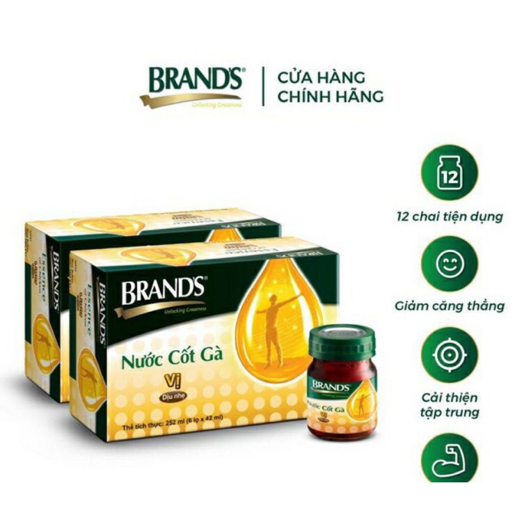 Combo 2 hộp Nước cốt gà Brand’s vị dịu nhẹ nhập khẩu từ Thái Lan 6 hũ x 42ml-Sản phẩm mới.