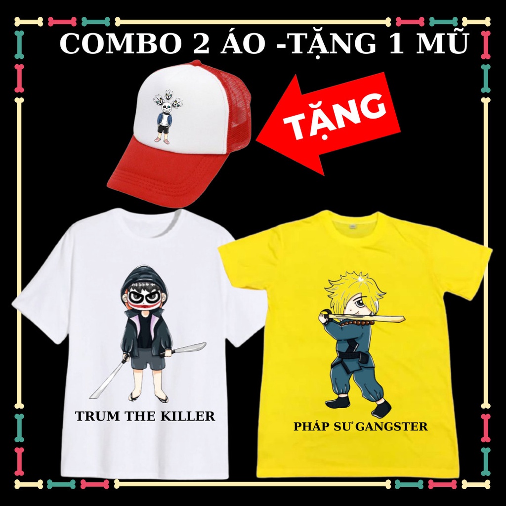 Combo 2 áo thun trẻ em Undertale Sans, Error 404, error 505 tay ngắn, đủ size áo, tặng kèm Mũ lưỡi trai.