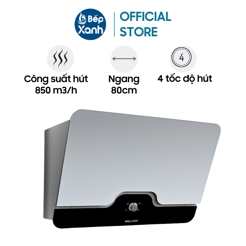 [FREESHIP HCM] Máy Hút Mùi Áp Tường Malloca Drive F-152W - Ngang 80cm - Công Suất Hút 850 m3/h