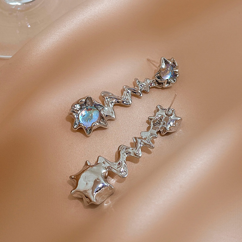 Khuyên Tai Kim Loại Đính Đá Phong Cách Âu Mỹ Thời Trang