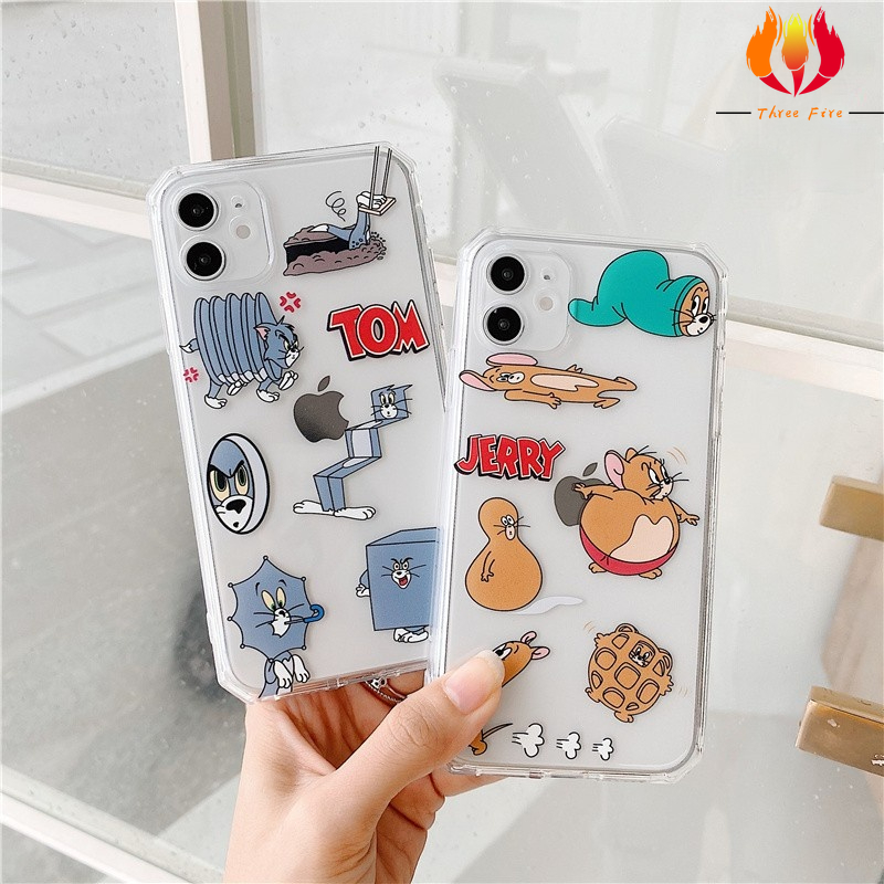 Phim Hoạt Hình Giả Mạo Mèo Và Chuột Dày TPU Dành Cho iPhone SE2 I7 I8 X XR I11 I12 Đệm Chống Vỡ Vỏ