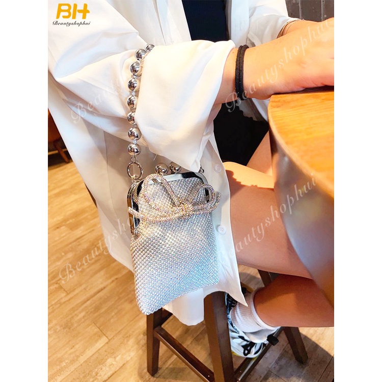 Túi Đeo Chéo Mini Đính Đá Thời Trang Mới 2022 Cho Nữ