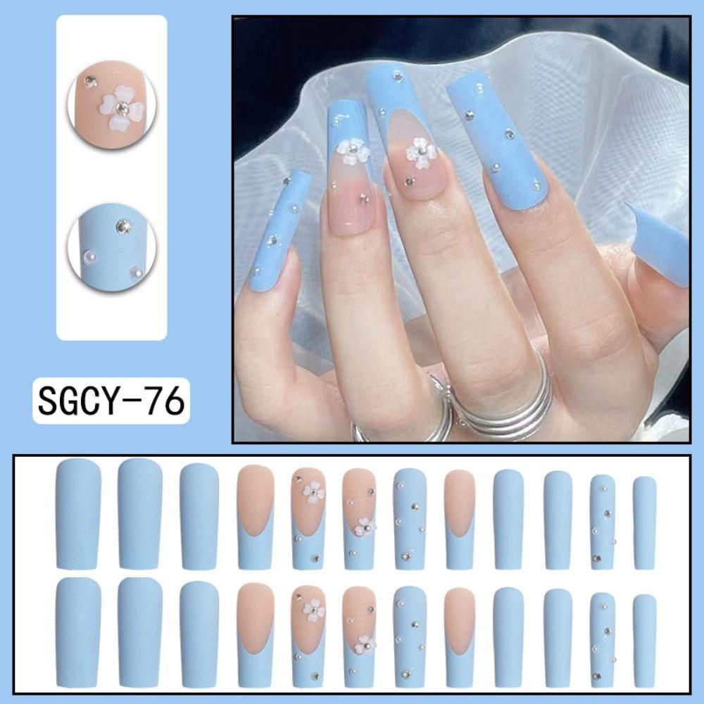 NIUYOU Set 24 Móng Tay Giả Ống Nước Trang Trí Nghệ Thuật