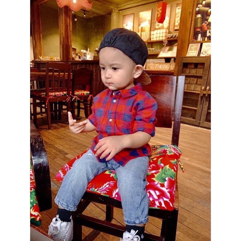 Áo sơ mi kẻ đỏ H&M sz 4-24M