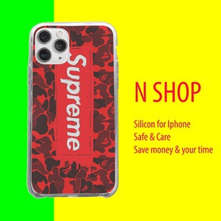 Ốp lưng SUPREME đỏ IP NSHOP Chống sốc, silicon dẻo, ôm máy cho IPhone 5 6 7 8 Plus X Xmas 11 12 Pro mini BAPPOD00179