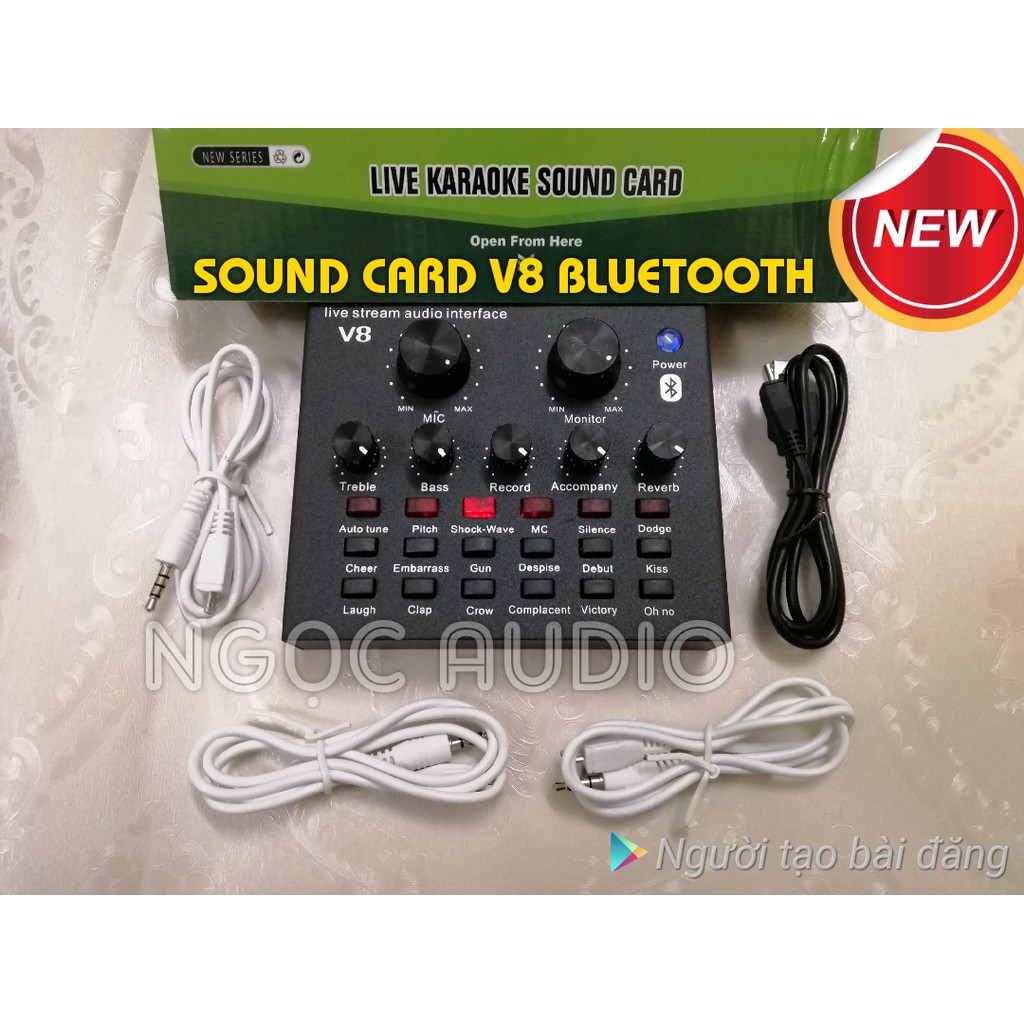 Bộ live stream sound card V8 Bluetooth  Micro Bm 900 full phụ kiện