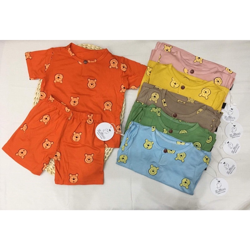 Bộ cộc hình gấu chất thun lạnh cho bé trai và bé gái