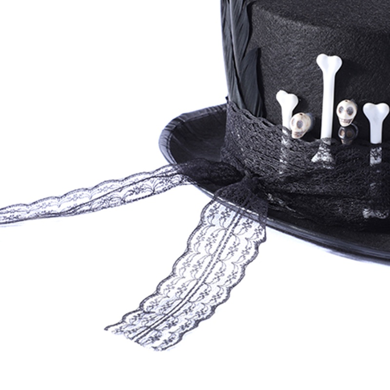 Xiangbao Mũ Phù Thủy Đính Lông Vũ Đen Phong Cách Gothic Steampunk Trang Trí Lễ Hội Halloween