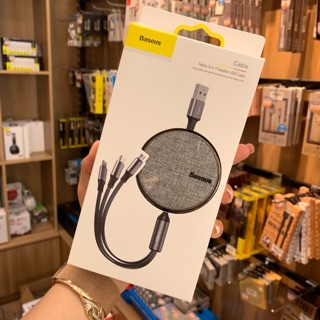 Cáp sạc dây rút baseus fabric 3-in-1 flexible cable 3 đầu type c / micro usb/ lightning 3.5a