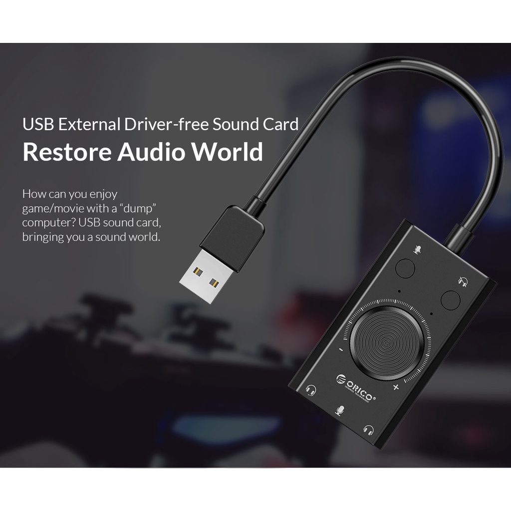 Cáp chuyển USB ra Sound ORICO 7-1 SC2 BK EP (jack 3.5mm Headphone và Microphone) Màu đen
