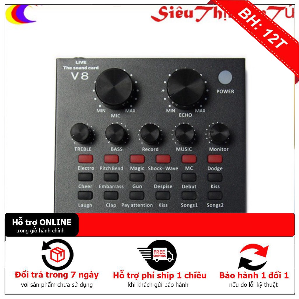 [ HÀNG CHẤT LƯỢNG] SOUND CARD V8 CÓ LOẠI BLUETOOTH chế độ Autu-tune phiên bản tiếng anh - Giá tốt nhất miền nam