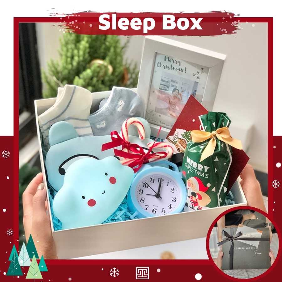 [Tặng khung + in ảnh] Hộp quà noel Sleep Box Teamo (Màu Blue) - Bộ quà tặng độc đáo và tinh tế dịp giáng sinh