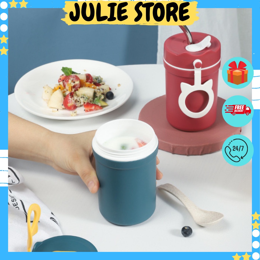 Cốc đựng canh 330ml chống tràn cao cấp dùng được lò vi sóng + Kèm muỗng + Ống hút-LĐC001