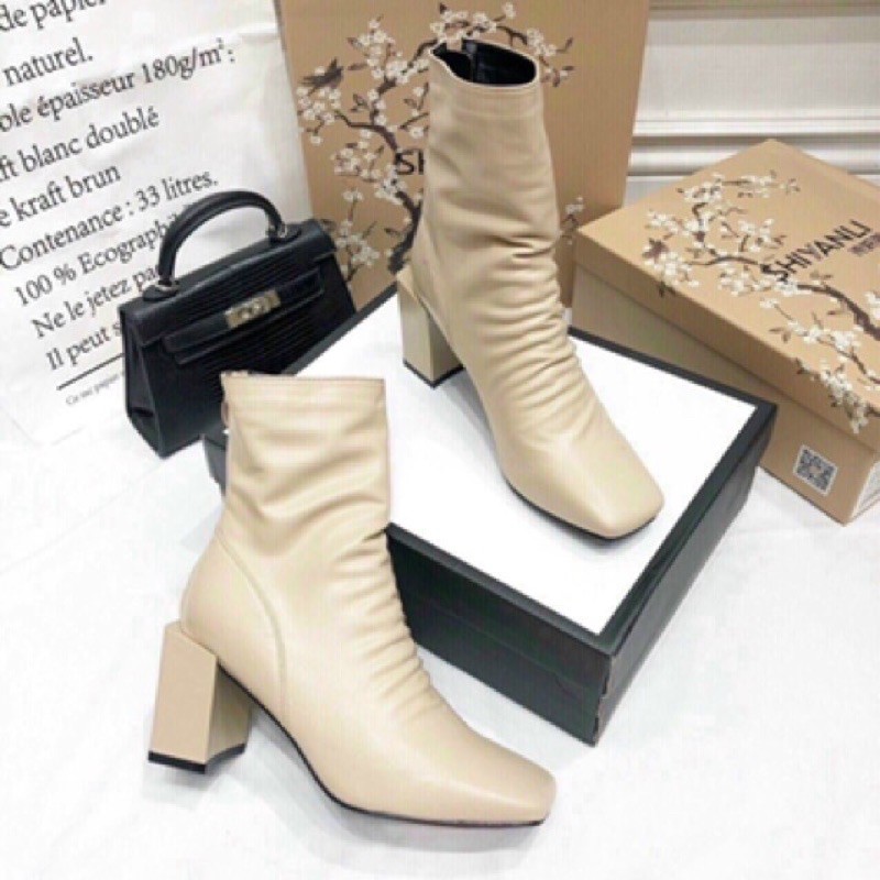 Giầy bốt nhăn 5 phân da cao cấp