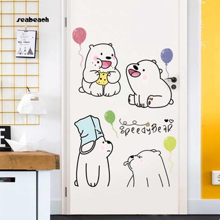 Seabeach _ Gấu Hoạt Hình Đáng Yêu Có Thể Tháo Rời Dán Tường Phòng Ngủ Trẻ Em Decal Nhà DIY Trang Trí