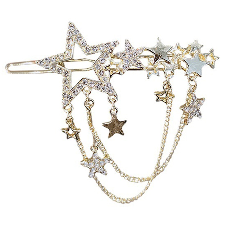 Kẹp Tóc Chống Trượt Hình Ngôi Sao Lớn Đính Tua Rua Trang Nhã