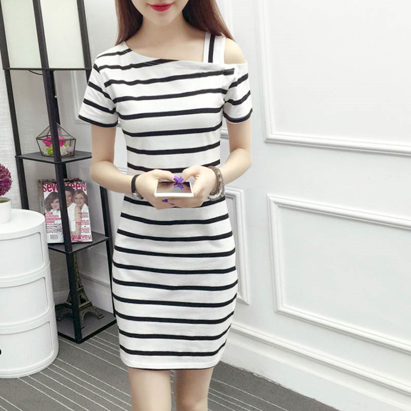 Đầm suông sọc ngắn tay | BigBuy360 - bigbuy360.vn