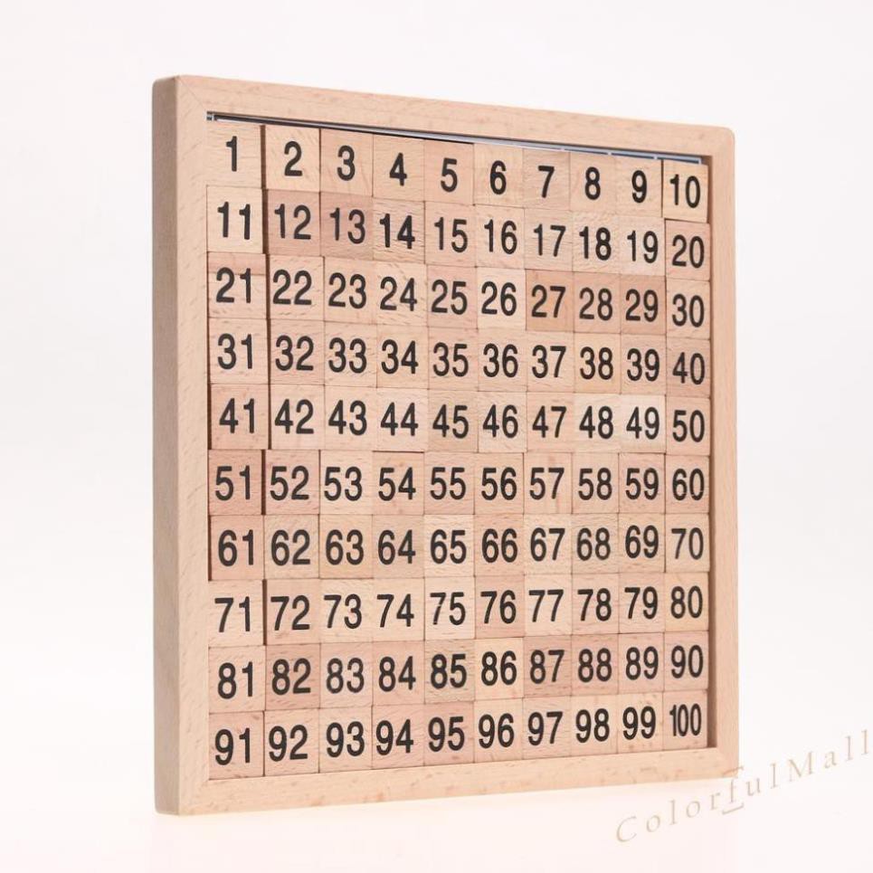 Bảng 100 Gỗ Tập Đếm Số 1-100 Cho Bé - Giáo cụ Montessori