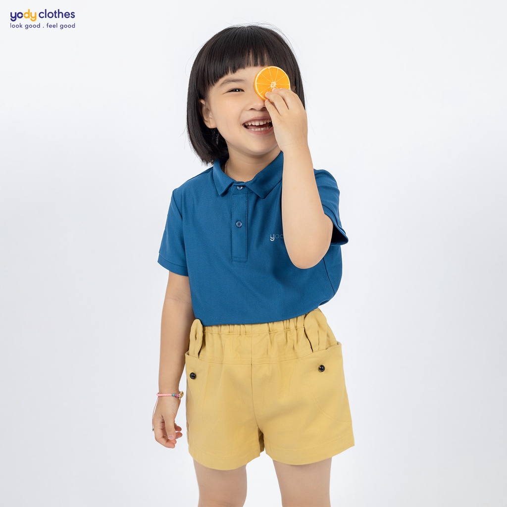 Áo polo trẻ em YODY vải cotton thoáng mát, chống nhắn, ngắn mùi hôi APK5209