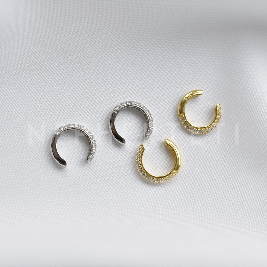 Khuyên tai bạc 925 - Khoen kẹp đính đá 12*12mm (giá 1 chiếc) - Nepherteti