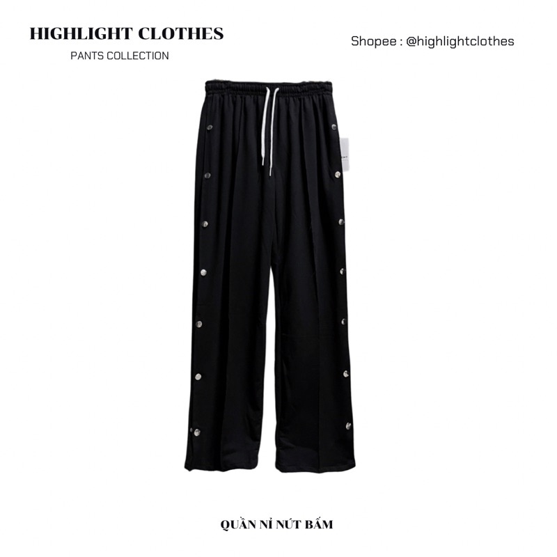 QUẦN SUÔNG PHỐI NÚT BẤM VẢI NỈ FORM RỘNG UNISEX NAM NỮ