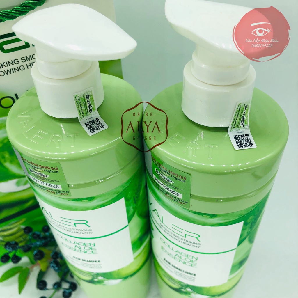 Cặp Dầu Gội Xả Lô Hội Tái Sinh Nha Đam  Valer Collagen Aloe Essence Chính Hãng 800ML