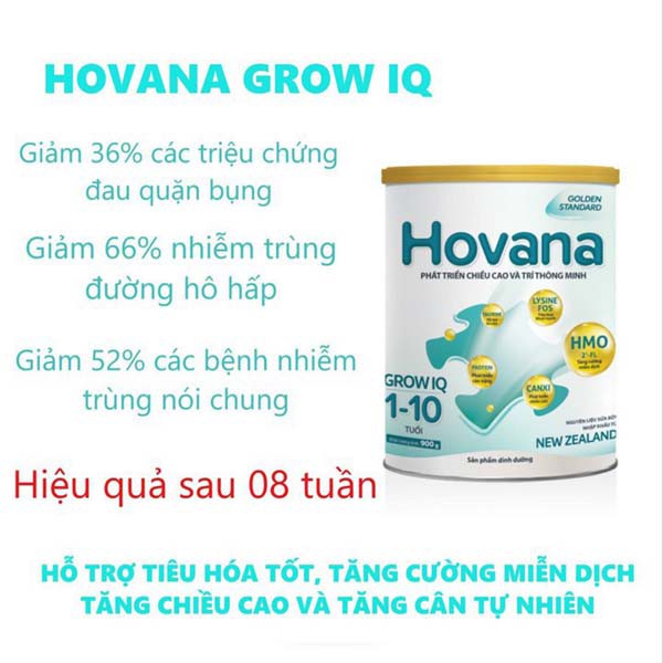 Sữa Bột Hovana Grow IQ 900g Hương Vani Dễ Uống