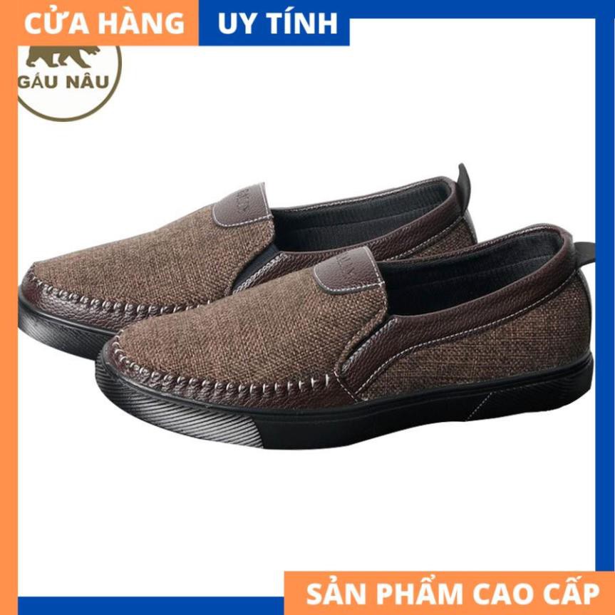 Giày lười vải nam đen đế trắng siêu đẹp VP361 Gấu Nâu [HÀNG CAO CẤP] | WebRaoVat - webraovat.net.vn