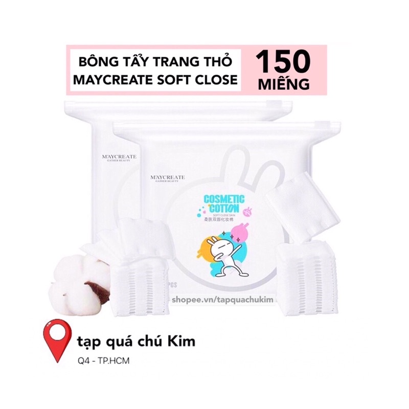 Bông tẩy trang MAYCREATE 150 miếng hình Thỏ SOFT CLOSE SKIN