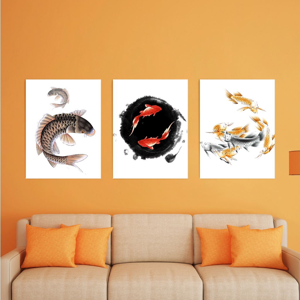 Bộ tranh canvas họa tiết động vật đáng yêu, tranh DEPOT thú cưng trang trí phòng khách, phòng ngủ