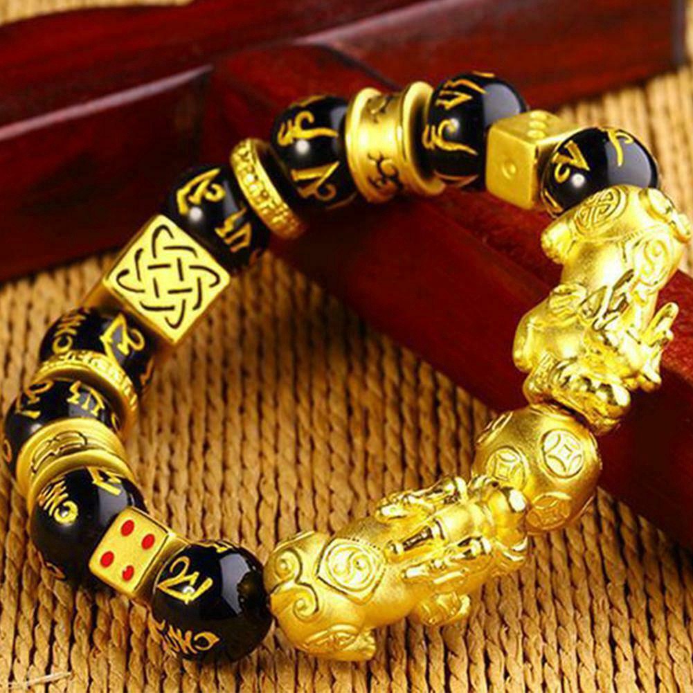 Vòng Tay Bùa Hộ Mệnh Bằng Đá Obsidian Kích Thước 8 / 10 / 12 mm