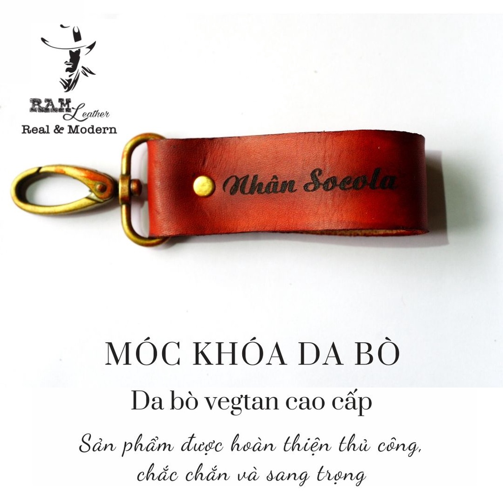 Móc Khóa RAM Leather Da Bò Italia Vegtan Khắc Tên Theo Yêu Cầu