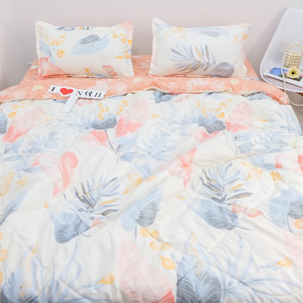 Bộ chăn ga gối 5 món Noah Bedding hình Lá Bàng