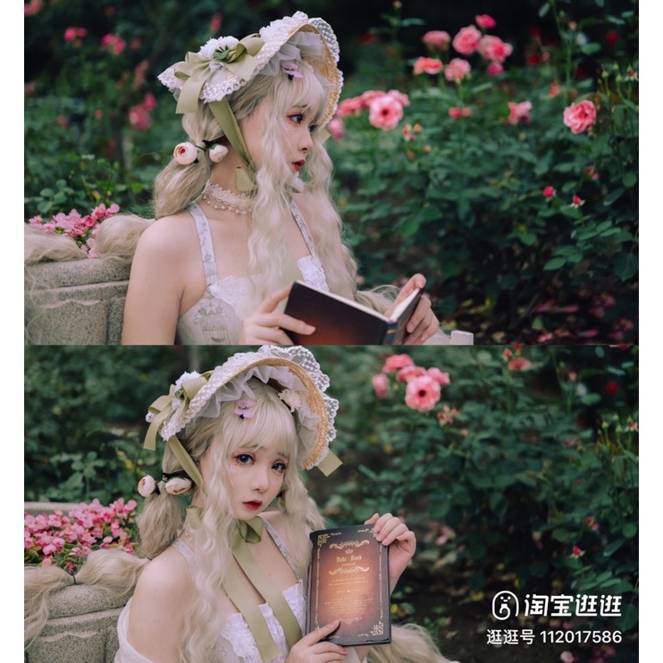 Mũ Cói Phẳng Lolita Làm Thủ Công Cho Bạn Nữ Chụp Ảnh Dễ Thương