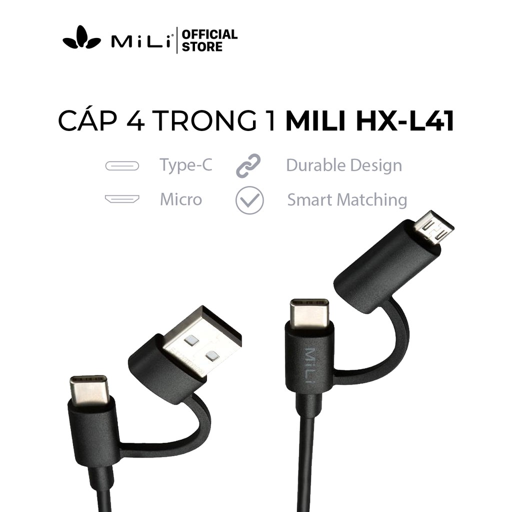 Cáp sạc 4in1 MiLi - HX-L41 - sạc đa năng 4 cổng - Hàng chính hãng