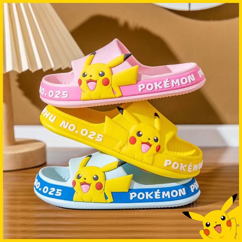 Pokemon kids Shoes Indoor Slippers Boys and Girls Elf Pikachu Slippers Summer Sandals Home Slippers Non-slip Soft Bottom Sandals Shower Sandals Outdoor Baby Slippers