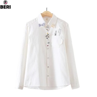 Áo sơ mi họa tiết đáng yêu BERI (trắng) - AK218