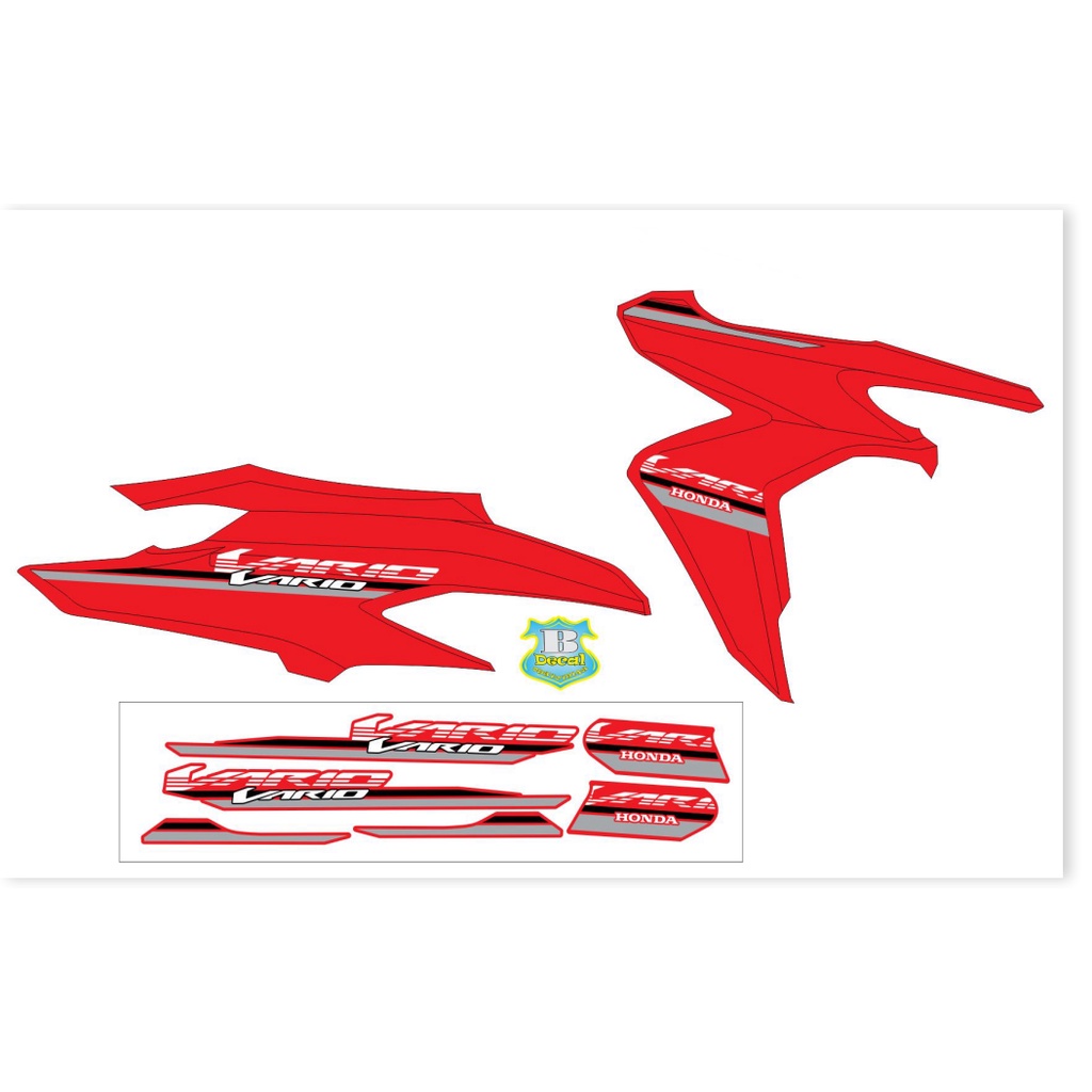 ( Quí khách vui lòng mang ra tiệm cho thợ dán ) Tem vario 150 mẫu zin đỏ