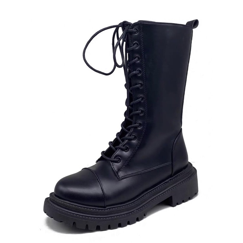 GIÀY BOOTS CAO CÓ KHOÁ KÉO VẠCH NGANG MŨI BỐT BOOT ULZZANG