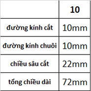 Mũi phay 10mm, 4 me cắt, chất liệu thép gió