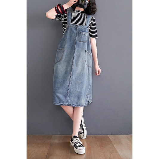 A325 Váy yếm bigize freesize váy jean thời trang trẻ trung phong cách mẫu mới