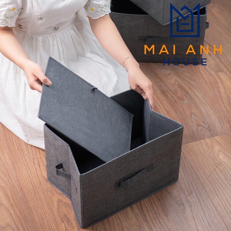 Bộ 3 hộp đựng đồ đa năng không nắp Mai Anh House, vải không dệt Yamazen xuất Nhật