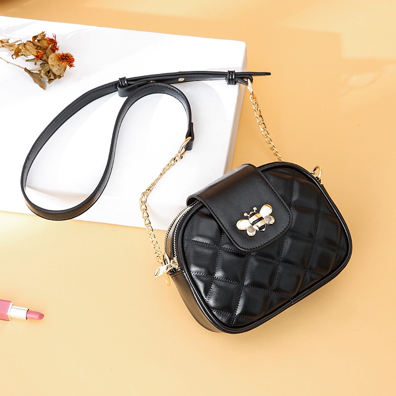 Túi Da PU Đeo Chéo Hình Ong Đính Đá Thời Trang Cho Nữ